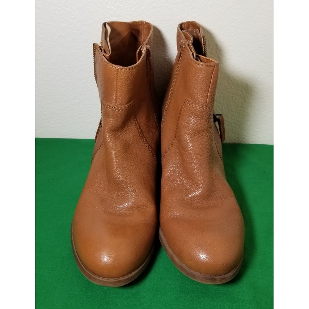 Nine West Studded Women Size 12 Brown Leather Ankle Bootie Round Toe Zip Western